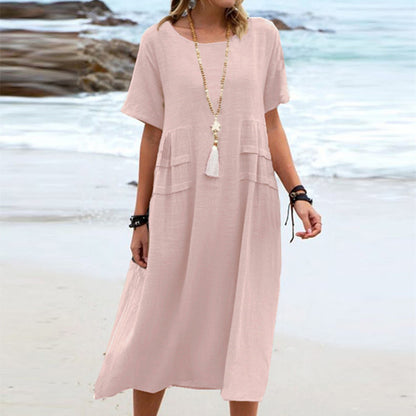 The Carvelli™ Cotton Linen Midi Dress
