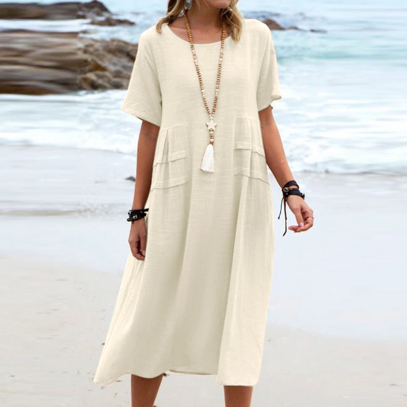 The Carvelli™ Cotton Linen Midi Dress