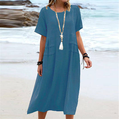 The Carvelli™ Cotton Linen Midi Dress