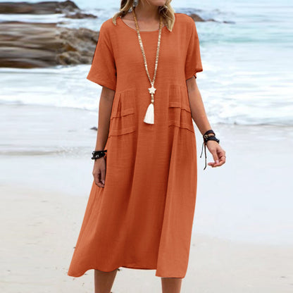 The Carvelli™ Cotton Linen Midi Dress