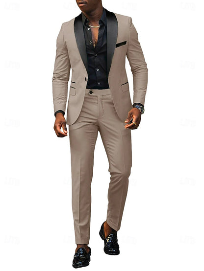 LightInTheBox Men's Tailored Fit 2 Piece Suit Shawl Lapel Solid Color