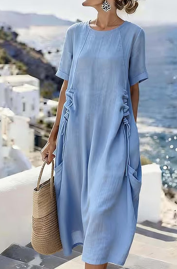 The Carvelli™ Cotton Linen Midi Dress