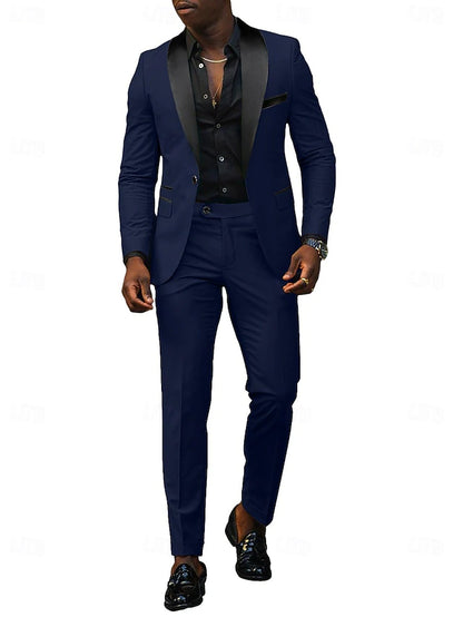 LightInTheBox Men's Tailored Fit 2 Piece Suit Shawl Lapel Solid Color