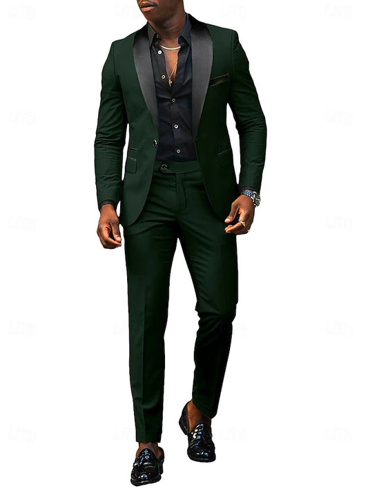 LightInTheBox Men's Tailored Fit 2 Piece Suit Shawl Lapel Solid Color