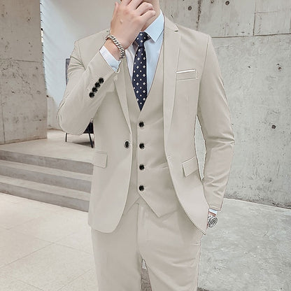 LightInTheBox Men's 3 Piece Formal Suit Solid Color Tailored Fit