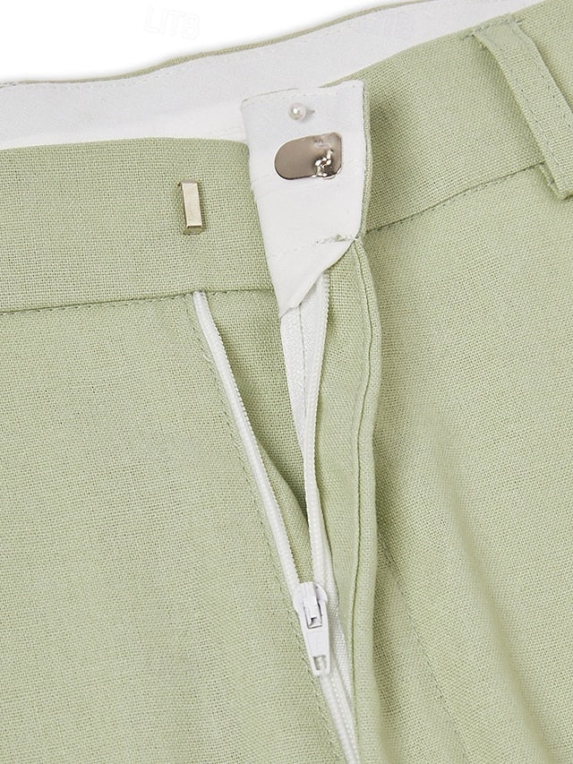 LightInTheBox Men's Linen 2 Piece Tailored Fit Suit Sky Blue