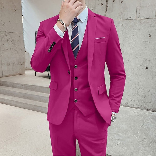 LightInTheBox Men's 3 Piece Formal Suit Solid Color Tailored Fit
