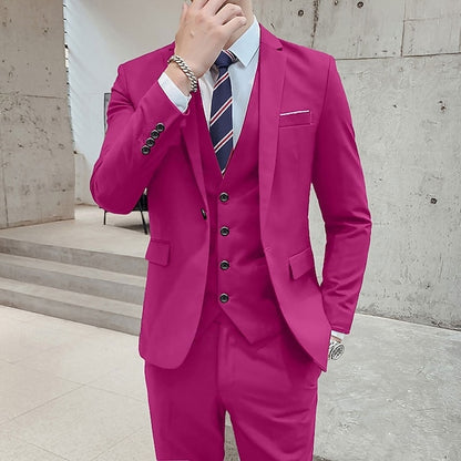 LightInTheBox Men's 3 Piece Formal Suit Solid Color Tailored Fit