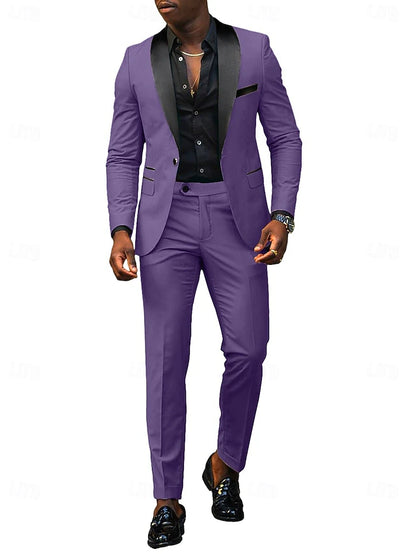 LightInTheBox Men's Tailored Fit 2 Piece Suit Shawl Lapel Solid Color