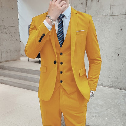 LightInTheBox Men's 3 Piece Formal Suit Solid Color Tailored Fit