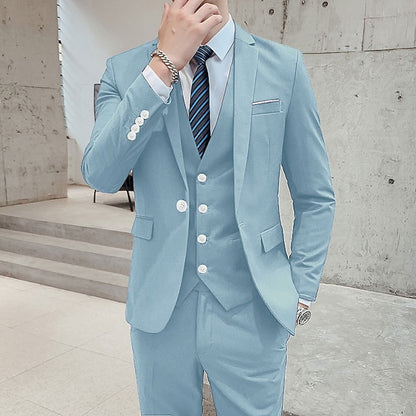 LightInTheBox Men's 3 Piece Formal Suit Solid Color Tailored Fit