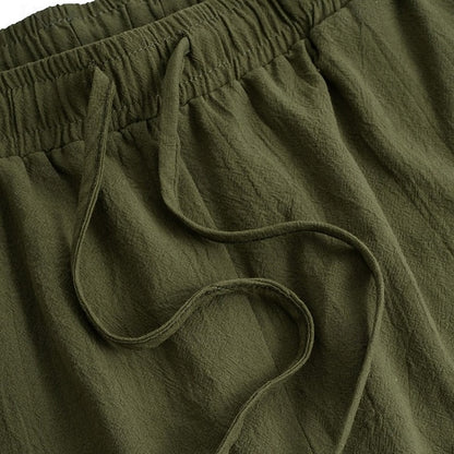 LightInTheBox Men's Gauze Cargo Pants Drawstring Elastic Waist Multi Pocket Summer Beach Black White