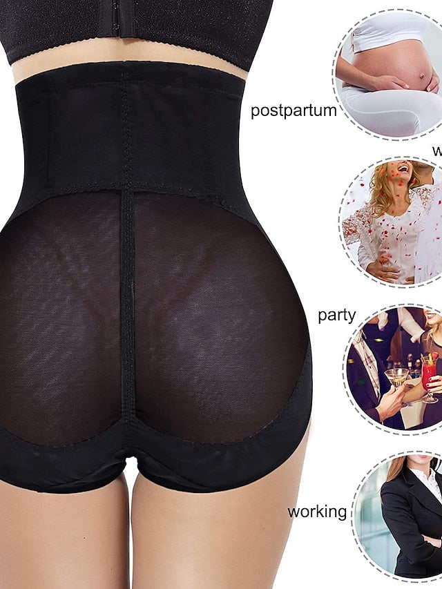 LightInTheBox Women's Mesh High Waisted Hip Lift Control Panties Black