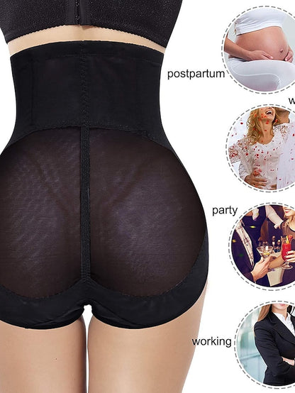 LightInTheBox Women's Mesh High Waisted Hip Lift Control Panties Black