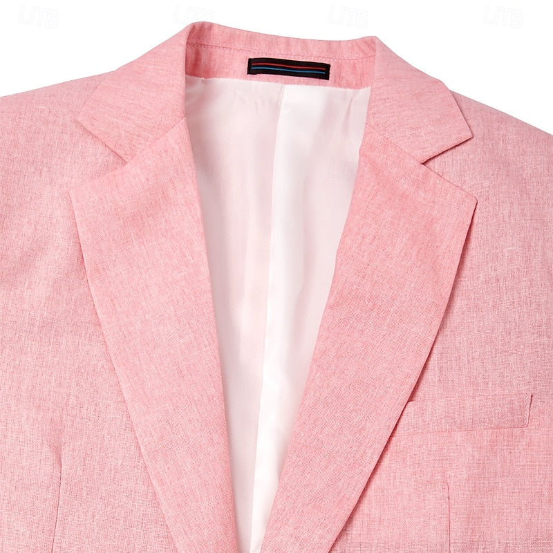 LightInTheBox Men's Linen Blazer Notch Collar Solid Color Standard Fit