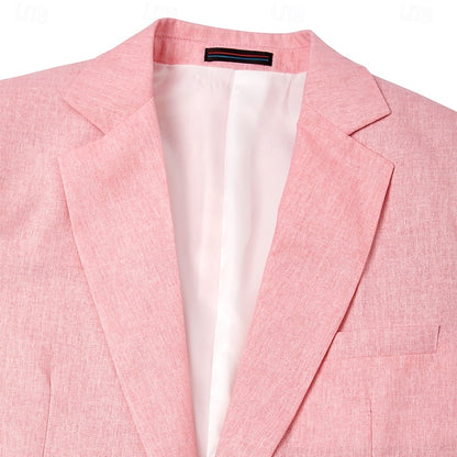 LightInTheBox Men's Linen Blazer Notch Collar Solid Color Standard Fit