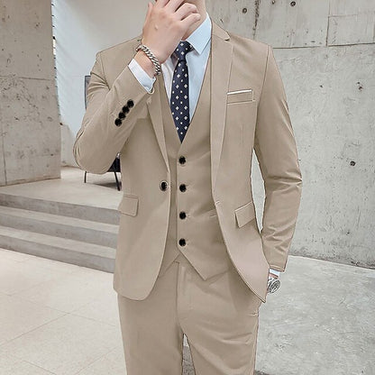 LightInTheBox Men's 3 Piece Formal Suit Solid Color Tailored Fit