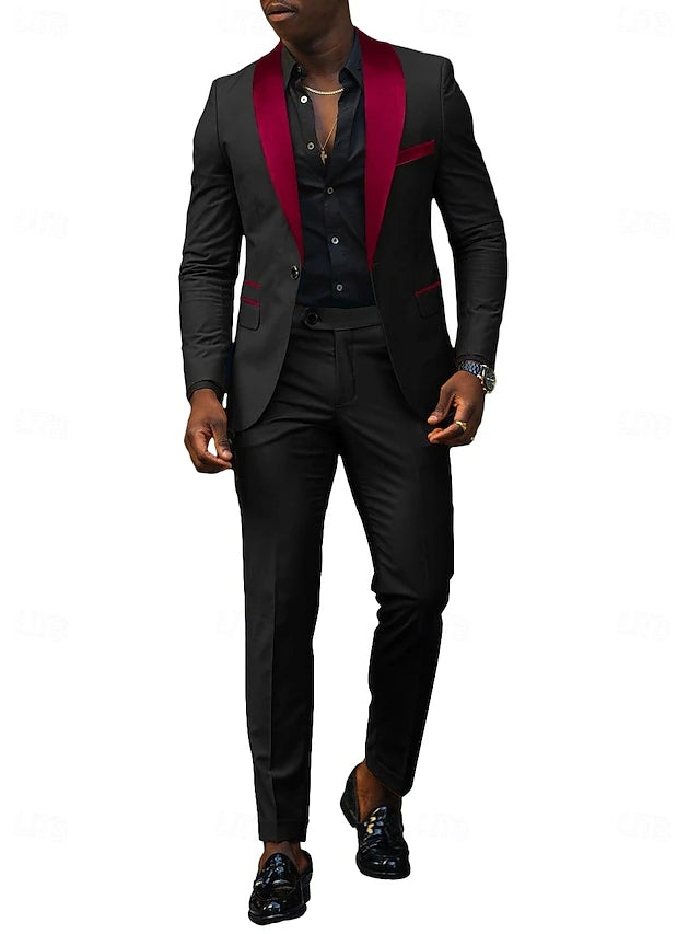 LightInTheBox Men's Tailored Fit 2 Piece Suit Shawl Lapel Solid Color