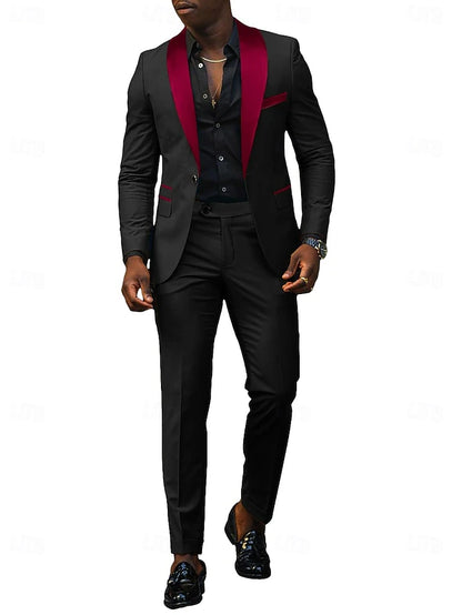 LightInTheBox Men's Tailored Fit 2 Piece Suit Shawl Lapel Solid Color
