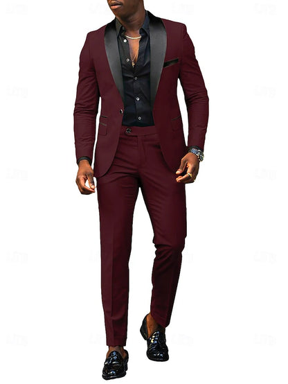 LightInTheBox Men's Tailored Fit 2 Piece Suit Shawl Lapel Solid Color