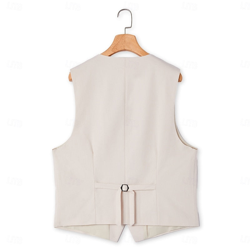 LightInTheBox Men's Linen 2-Piece Suit Waistcoat and Shorts Set