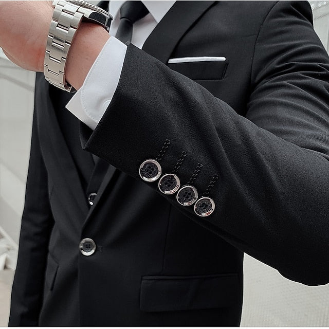 LightInTheBox Men's 3 Piece Formal Suit Solid Color Tailored Fit