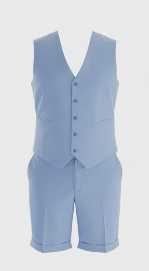 LightInTheBox Men's Linen 2-Piece Suit Waistcoat and Shorts Set