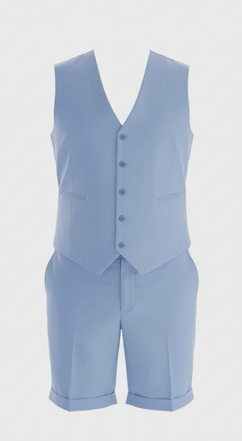 LightInTheBox Men's Linen 2-Piece Suit Waistcoat and Shorts Set