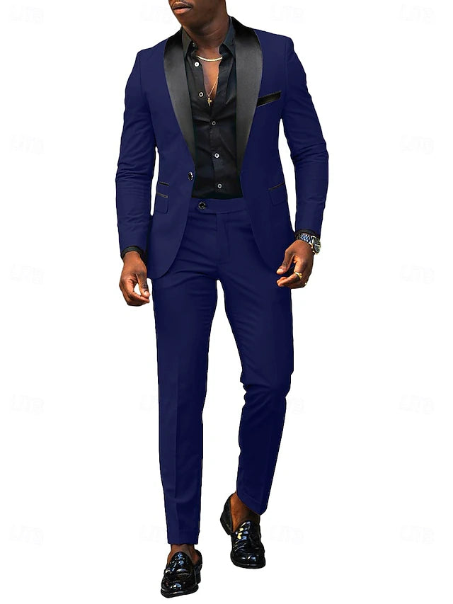 LightInTheBox Men's Tailored Fit 2 Piece Suit Shawl Lapel Solid Color