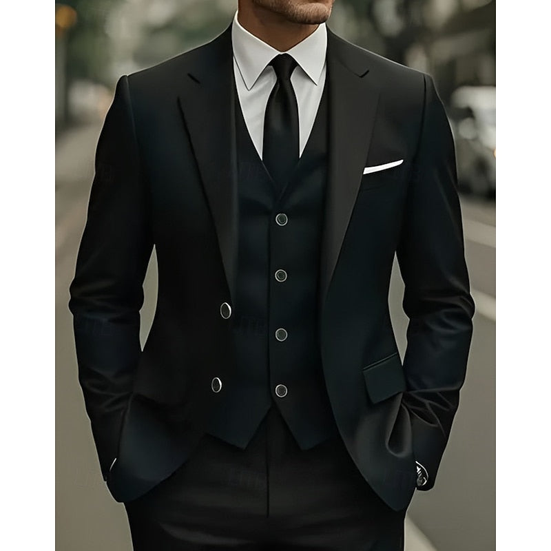 LightInTheBox Men's 3 Piece Suit Double Breasted Blazer Vest Dress Pants