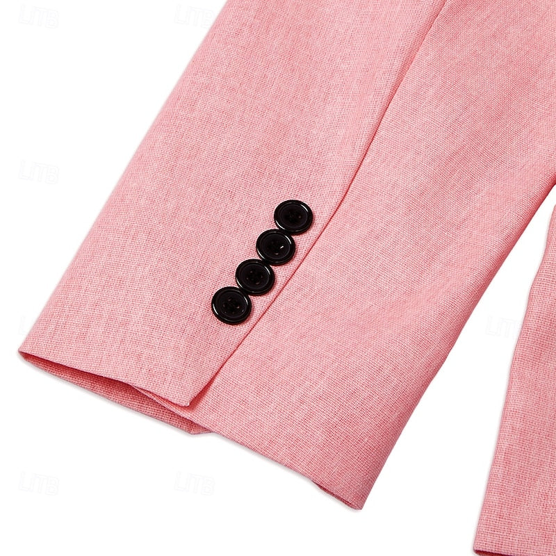 LightInTheBox Men's Linen Blazer Notch Collar Solid Color Standard Fit