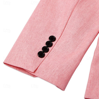 LightInTheBox Men's Linen Blazer Notch Collar Solid Color Standard Fit