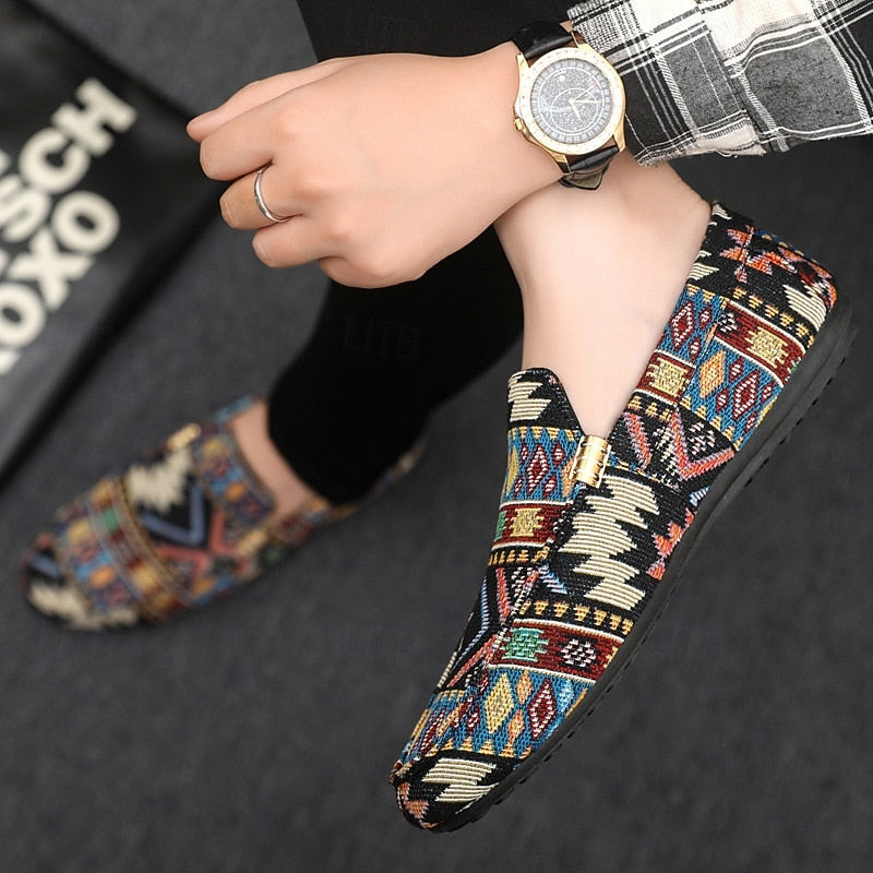 LightInTheBox Men's Canvas Slip On Casual Shoes Loafers Breathable Comfortable Black Beige