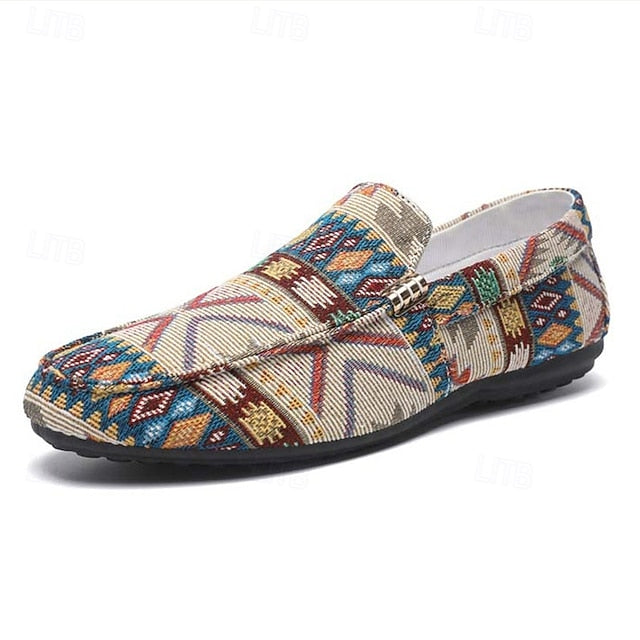 LightInTheBox Men's Canvas Slip On Casual Shoes Loafers Breathable Comfortable Black Beige