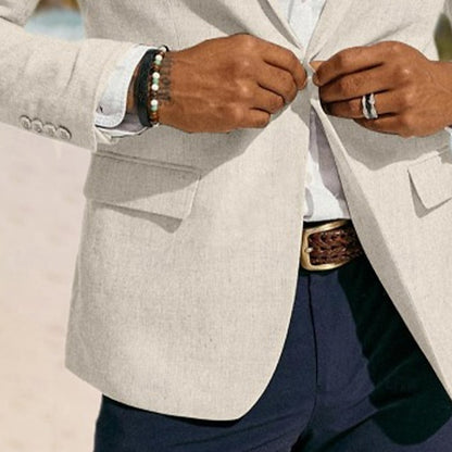 LightInTheBox Men's Linen Blazer Notch Collar Solid Color