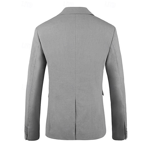 LightInTheBox Men's Linen Blazer Notch Collar Solid Color