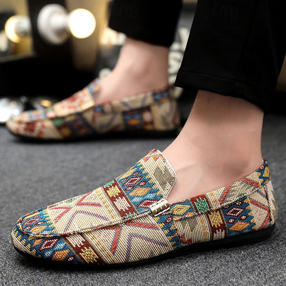 LightInTheBox Men's Canvas Slip On Casual Shoes Loafers Breathable Comfortable Black Beige