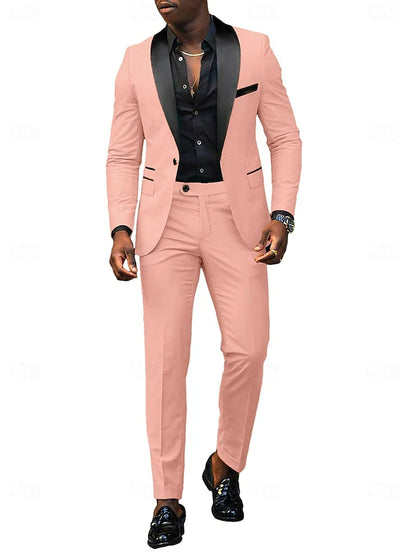LightInTheBox Men's Tailored Fit 2 Piece Suit Shawl Lapel Solid Color