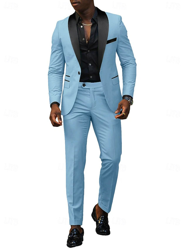 LightInTheBox Men's Tailored Fit 2 Piece Suit Shawl Lapel Solid Color