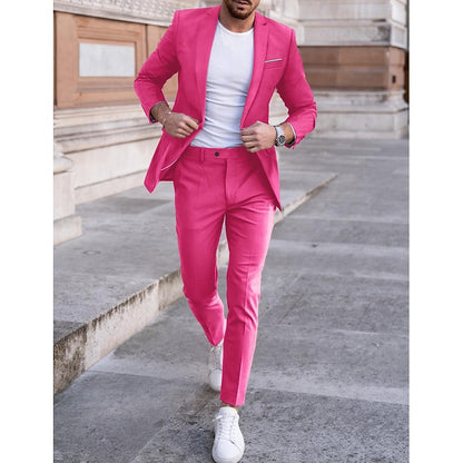 LightInTheBox Men's Tailored Fit 2 Piece Suit Notch Lapel Solid Color