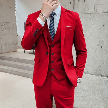 LightInTheBox Men's 3 Piece Formal Suit Solid Color Tailored Fit