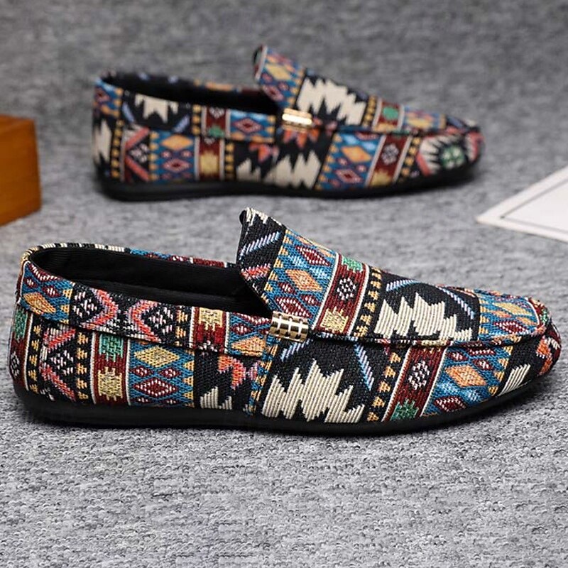 LightInTheBox Men's Canvas Slip On Casual Shoes Loafers Breathable Comfortable Black Beige