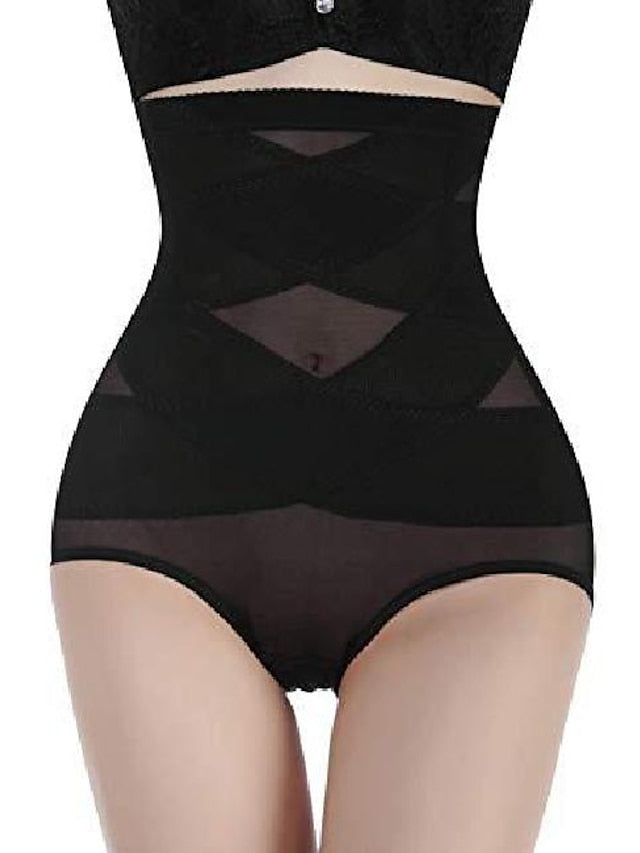 LightInTheBox Women's Mesh High Waisted Hip Lift Control Panties Black